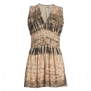 Maria Cher Beige Viedma Mac short v-neck dress medium NWT